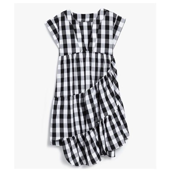 FARROW Chaumont Dress in Black and White Buffalo Check, Asymmetrical Hem, Size S - Picture 8 of 13